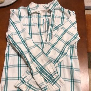 White and teal Zara button down